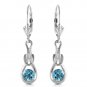 1.3 Carat 14K Solid White Gold Timeless Love Blue Topaz Earrings