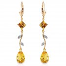 Womens 3.97 Carat 14K Solid Gold Romance Citrine Earrings Cute Fashion Jewelry