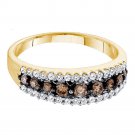 10k Yellow Gold Womens Brown Color Enhanced Diamond Band Ring 1/2 Cttw Size 6
