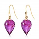 19 Carat 14K Solid Gold Fish Hook Earrings Natural Amethyst