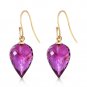 19 Carat 14K Solid Gold Fish Hook Earrings Natural Amethyst