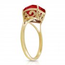 14K Solid Gold Ring with Natural 10.0 mm Heart Ruby Gemstone Womens Size 5-11
