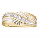 14k Yellow Two-tone Gold Mens Round Diamond Wedding Anniversary Band Ring 1/4