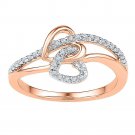 Womens Natural Diamond Heart Shaped Ring 0.20 CT 10k Rose Gold Bridal Size 5-11