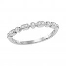 10kt White Gold Womens Round Cut Diamond Wedding Band Ring Bridal 1/8 Ct Size 7