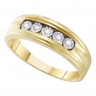 10k Yellow Gold Mens Round Illusion-set Diamond Wedding Band Ring 1/10 Cttw