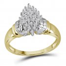 10kt Yellow Gold Womens Round Diamond Oval Cluster Ring 1/4 Cttw