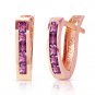 14K Solid Rose Gold Women's Oval Purple Amethyst Huggie Fashion Earrings 0.85 Ct