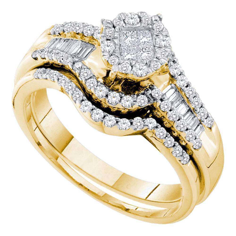 14k Yellow Gold Princess Round Diamond Soleil Bridal Wedding Engagement ...