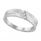 10k White Gold Mens Lightweight Diamond Wedding Anniversary Band Ring