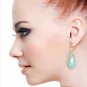 14K Solid Gold Leverback Earrings with Briolette 31x16 mm Mint Green Chalcedony