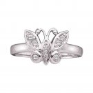 0.10 CT Real Diamond BUTTERFLY Ring Womens Fashion 10k White Gold Size 5-11