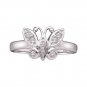 0.10 CT Real Diamond BUTTERFLY Ring Womens Fashion 10k White Gold Size 5-11