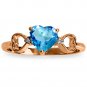 0.96 CT 14K Solid Rose Gold Tri Heart Blue Topaz Diamond Ring Anniversary Bridal