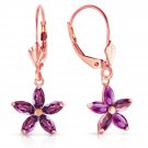 2.8 CTW 14K Solid Rose Gold Leverback Earrings Natural Amethyst Gemstone Womens