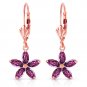 2.8 CTW 14K Solid Rose Gold Leverback Earrings Natural Amethyst Gemstone Womens
