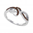 Women's 1/5 CT White Brown Diamond Wedding BAND RING 0.20 Carat 10k White Gold
