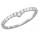 10kt White Gold Womens Round Diamond Chevron Stackable Band Ring 1/4 Ct