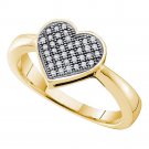 10k Yellow Gold Womens Diamond Heart Love Wedding Fashion Ring 1/10 Ct Size 5-11