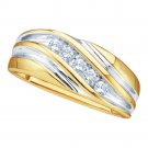 0.25 CT 10k Two-tone Yellow Gold Mens Diamond Wedding Anniversary Band Ring 1/4