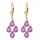 3 Carat 14K Solid Rose Gold pearll Amethyst Leverback Earrings