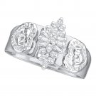 10k White Gold Womens Round Diamond Mom Mother Fashion Ring 1/8 Cttw