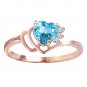 0.97 CTW 14K Solid Rose Gold Ring Natural Diamond Blue Topaz Anniversary Bridal