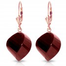 Womens 30.5 CTW 14K Solid Rose Gold Leverback Earrings Twisted Briolette Ruby