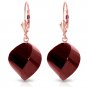 Womens 30.5 CTW 14K Solid Rose Gold Leverback Earrings Twisted Briolette Ruby
