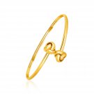 14k Yellow Gold Women's Bypass Bangle with Love Knots Unique Fashion Bracelet