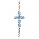 1.7 CTW 14K Solid Rose Gold Cross Bracelet Natural Blue Topaz