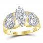 10kt Two-tone Gold Womens Round Diamond Cluster Ring 1/8 Cttw