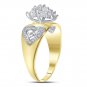 10kt Two-tone Gold Womens Round Diamond Cluster Ring 1/8 Cttw