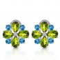 4.85 CTW 14K Solid White Gold French Clips Earrings Peridot Blue Topaz