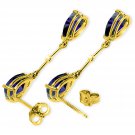 14K Solid Gold Diamonds & Sapphires Dangling Earrings