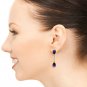 14K Solid Gold Diamonds & Sapphires Dangling Earrings