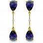 14K Solid Gold Diamonds & Sapphires Dangling Earrings