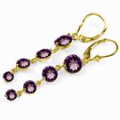 7.8 Carat 14K Solid Gold Drizzle Amethyst Earrings Natural Gemstone Jewelry