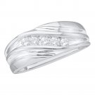 10k White Gold Mens Round Diamond Wedding Anniversary Band Ring 1/4 Ctw