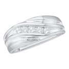 Mens Round Cut Diamond Wedding Band Ring 14k White Gold  0.25 Carat SIZE 8-13