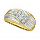 Mens Diamond Wedding Anniversary Band Ring 0.50 CT 10k Yellow Two-tone Gold