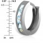 0.85 CTW 14K Solid White Gold Hoop Huggie Earrings Aquamarine