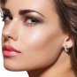 0.85 CTW 14K Solid White Gold Hoop Huggie Earrings Aquamarine