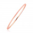 Real 14k Rose Gold Concave Motif Thin  Stackable Bangle Womens Genuine Bracelet