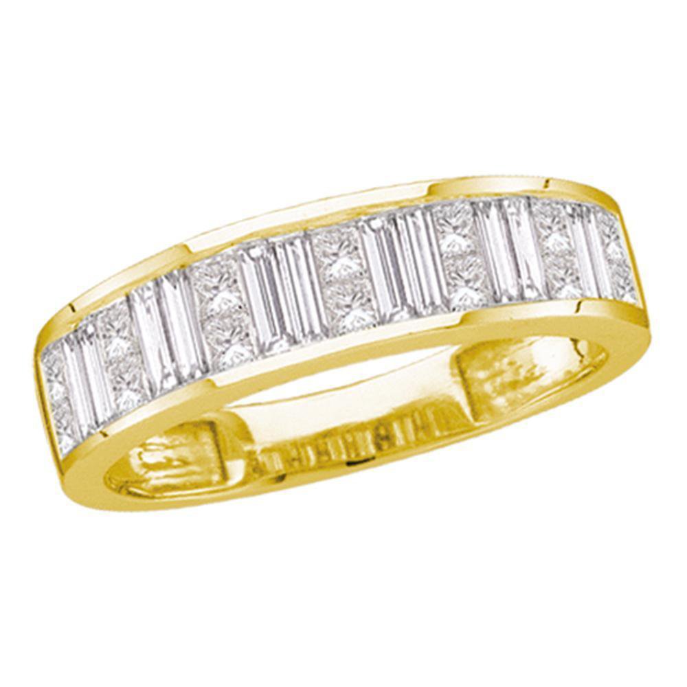14k Yellow Gold Baguette Princess Diamond Wedding Anniversary Band 1.00 Ctw