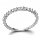0.25 CT Natural Pave-set Diamond Petite Skinny Wedding Band RING 14k White Gold