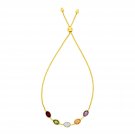 Adjustable Bracelet with Multicolored Marquise Gemstones in 14k Yellow Gold