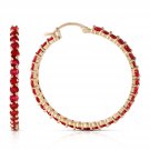 Womens 6.0 Carat 14K Solid Gold Alana Ruby Hoop Earrings Cute Fashion Jewelry