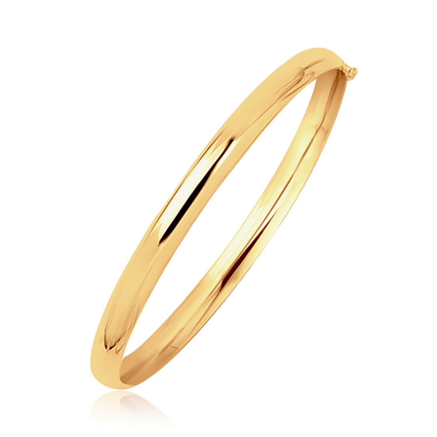 14k Yellow Gold Dome Florentine Design Bangle main image 1