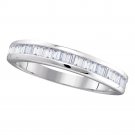 10k White Gold Womens Baguette Diamond Wedding Anniversary Band 1/2 Cttw